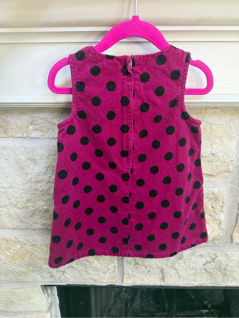 Gymboree Fuchsia Corduroy Polka Dot Dress with Black Dots
